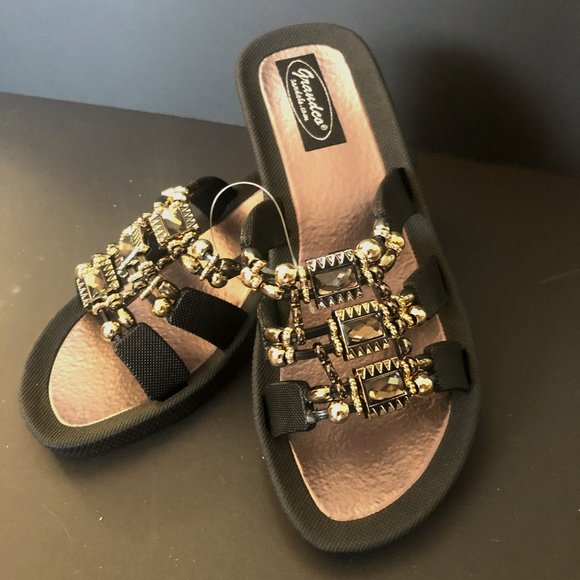 Grandco Sandals ~ Celeste ~ Black  Sole - Slide - Picture 1 of 3